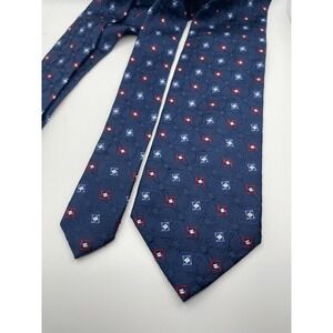 Jos A Bank Signature Collection Mens Navy Blue Silk Geometric Paisley Tie